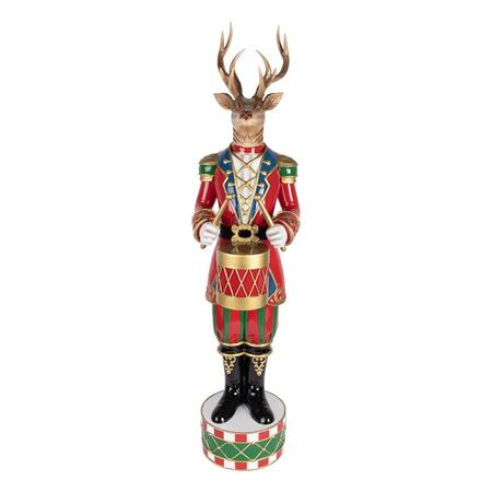 Clayre & Eef - Statuetta decorativa di Natale Cervo Tamburo 25x20x82 