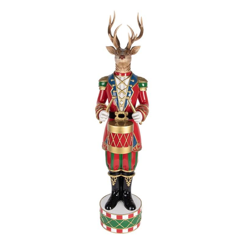 Clayre & Eef - Statuetta decorativa di Natale Cervo Tamburo 25x20x82 