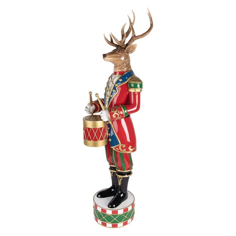 Clayre & Eef - Statuetta decorativa di Natale Cervo Tamburo 25x20x82 