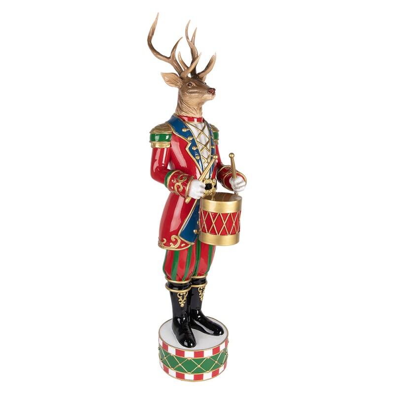 Clayre & Eef - Statuetta decorativa di Natale Cervo Tamburo 25x20x82 