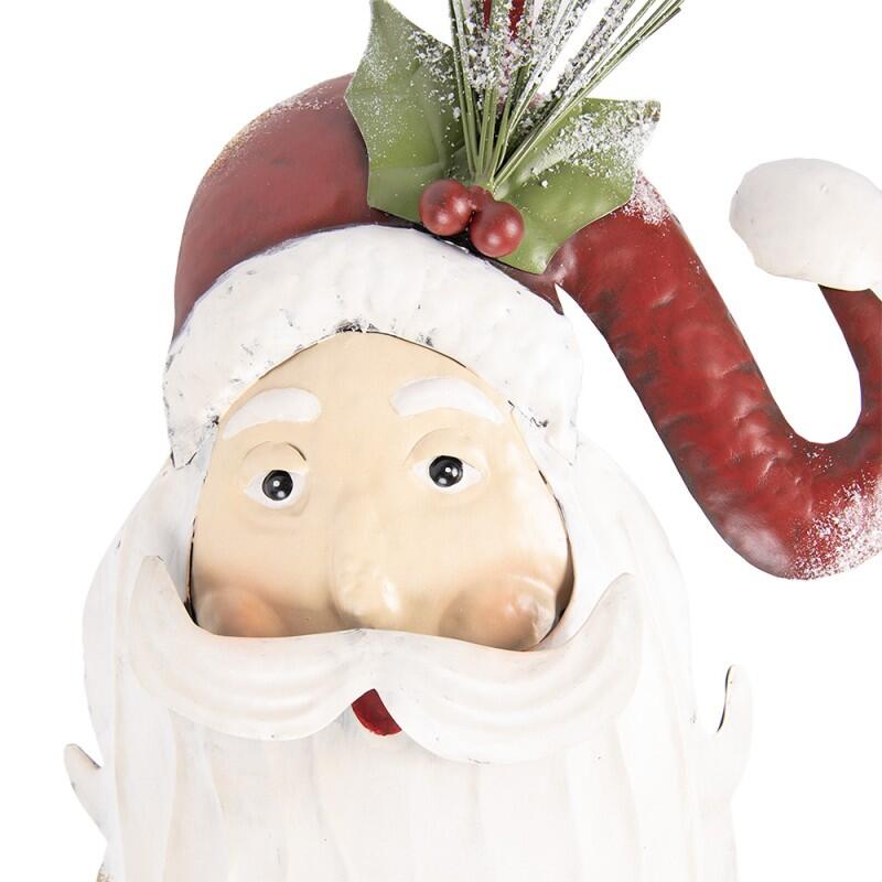 Clayre & Eef - Decorazione murale Babbo Natale 30x10x79 cm Bianco Rosso Metallo