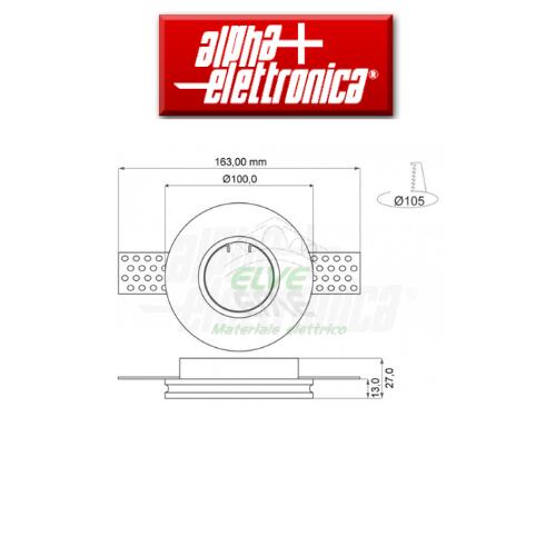 FARETTO DA INCASSO TONDO IN GESSO PER LAMPADINE D.51 BIANCO
