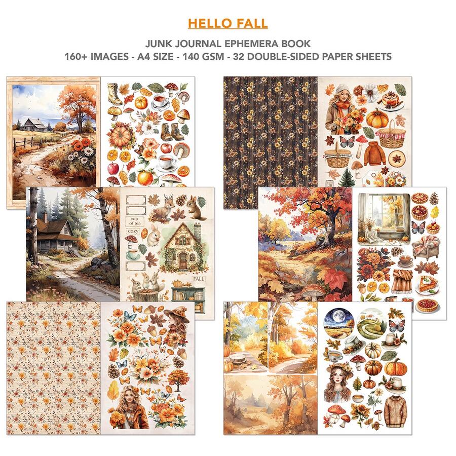 Junk Journal Ephemera Book Hello Fall