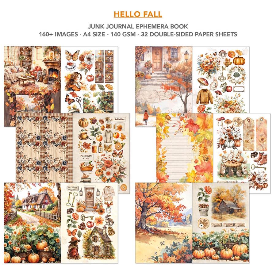 Junk Journal Ephemera Book Hello Fall