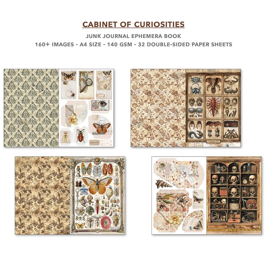 Junk Journal Ephemera Book Cabinet of Curiosities