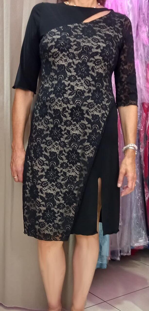 TANGO AND DANCE DRESS WITH LACE FRONT LINED IN VARIOUS COLORS 4-0131
