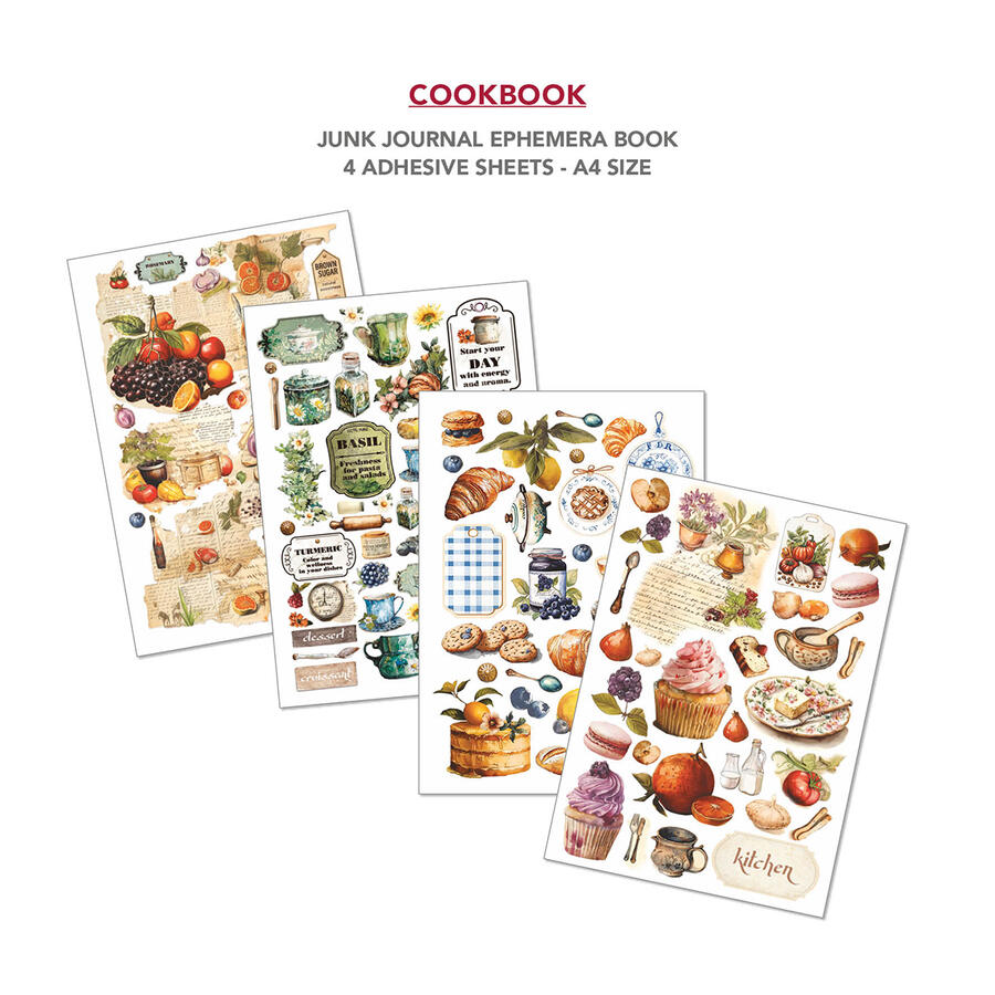 Junk Journal Ephemera Book Cookbook A4