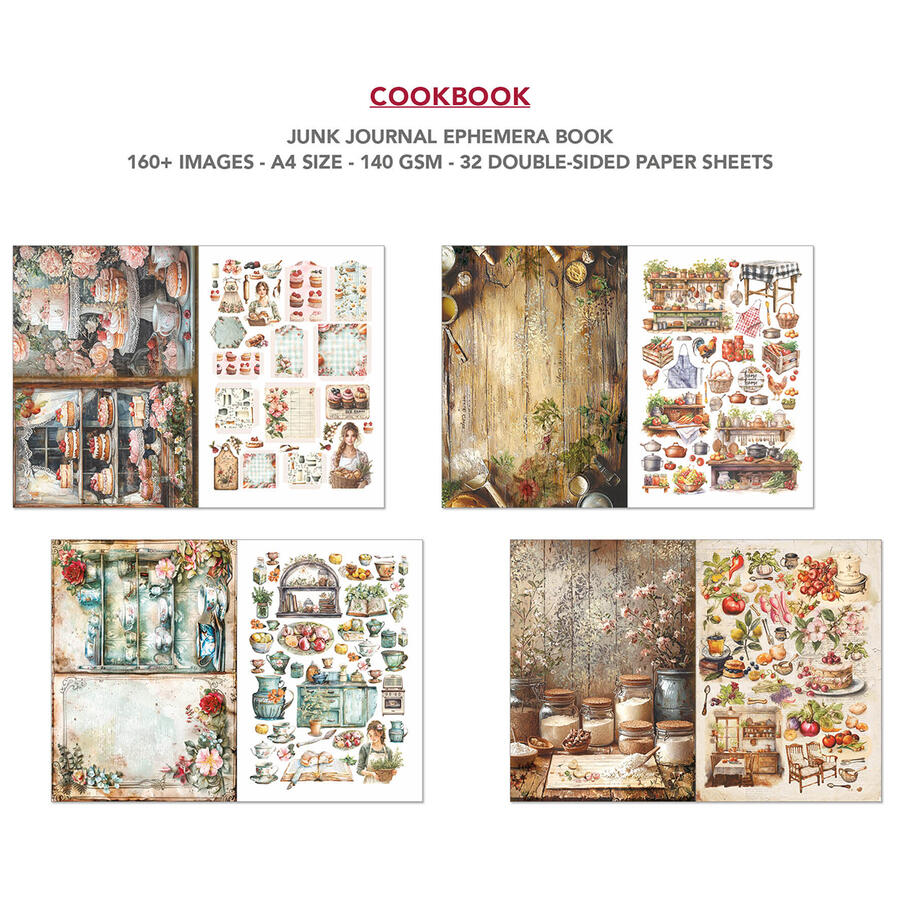 Junk Journal Ephemera Book Cookbook A4