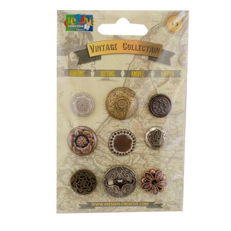 Vaessen Creative- Vintage buttons bronze 9 pcs