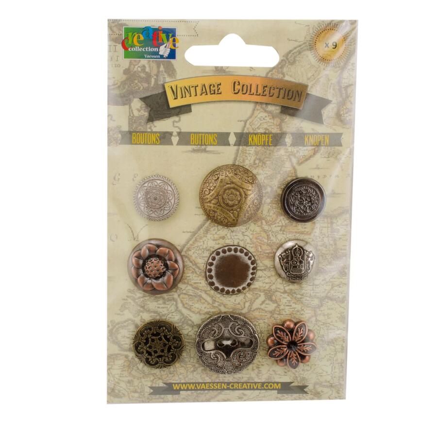 Vaessen Creative- Vintage buttons bronze 9 pcs
