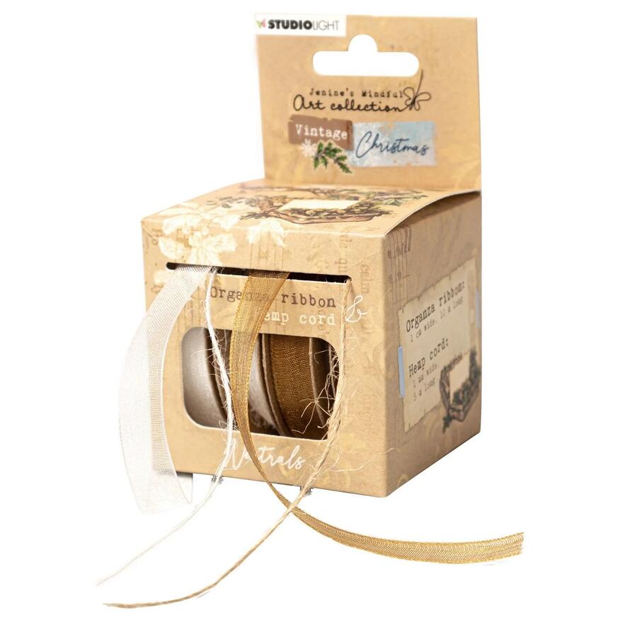 Studio Light • Vintage Christmas Ribbon Brown Organza & Hemp