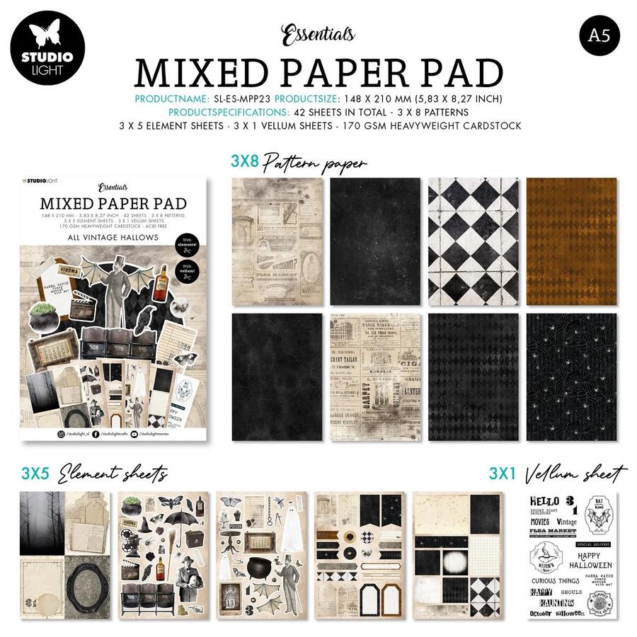 Studio Light • Essentials Mixed Paper Pad All Vintage Hallows