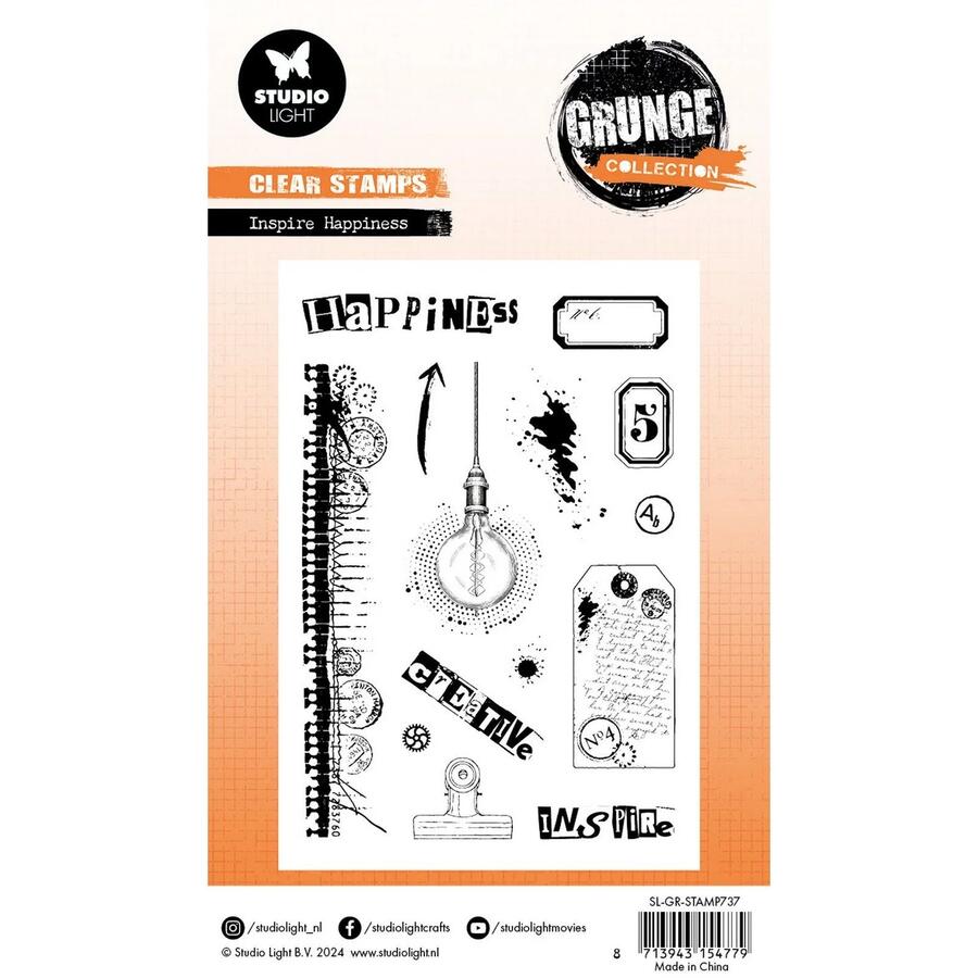 Studio Light • Grunge Collection Clear Stamp Inspire Happiness