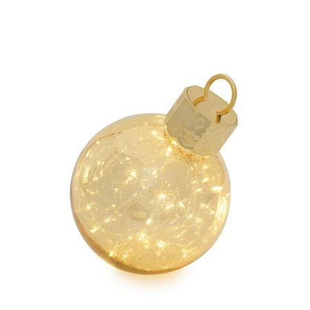 Henriette - Natale 2025 Sfera in vetro dorato con luce - Oro Brillante H25,5