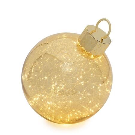 Henriette - Natale 2025 Sfera in vetro dorato con luce - Oro Brillante H35