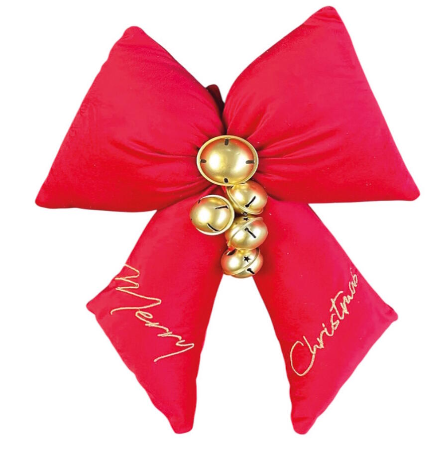 Clodette - Natale 2025 - Fiocco Medio in velluto rosso Merry Christmas