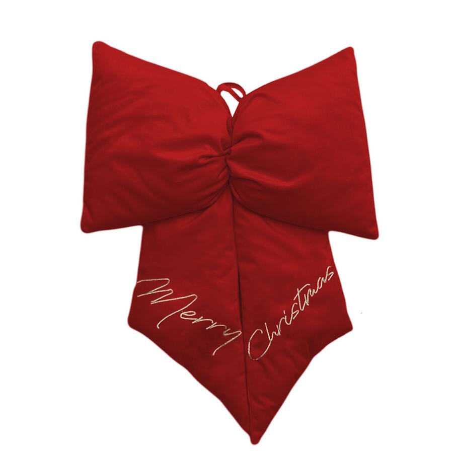 Clodette - Natale 2025 - Fiocco Maxima plus in velluto rosso con ricamo Merry Christmas