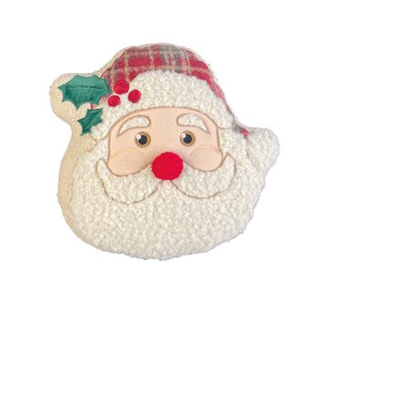 Clodette - Natale 2025 - Cuscino quadrato sagoma Babbo Natale con ricamo e interno 