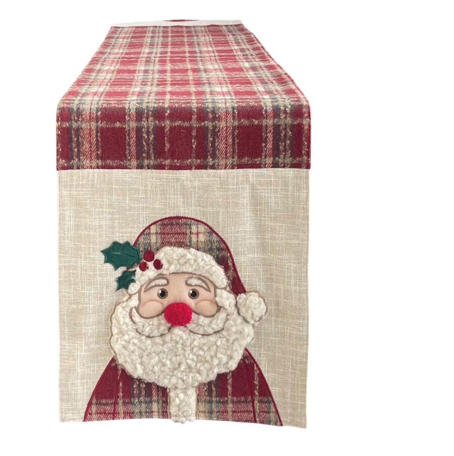 Clodette - Natale 2025 - Runner  Babbo Natale con ricami 150x45 