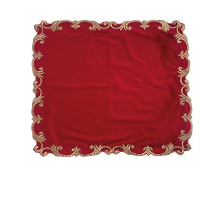 Clodette - Natale 2025 - Tovaglia rossa in velluto con ricami  145x270