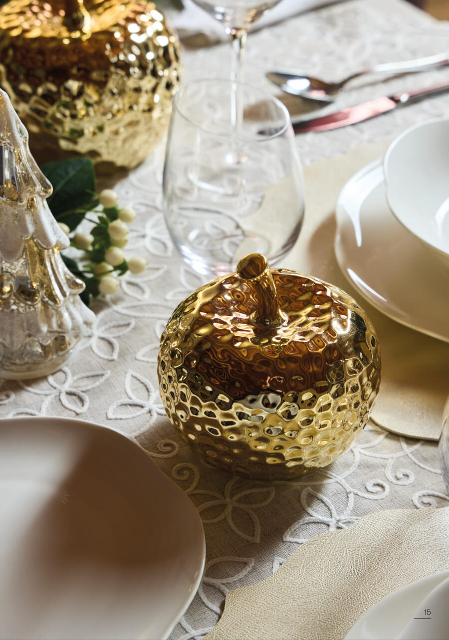 Tognana - Natale 2025 - Mela decorativa oro 14x14 cm