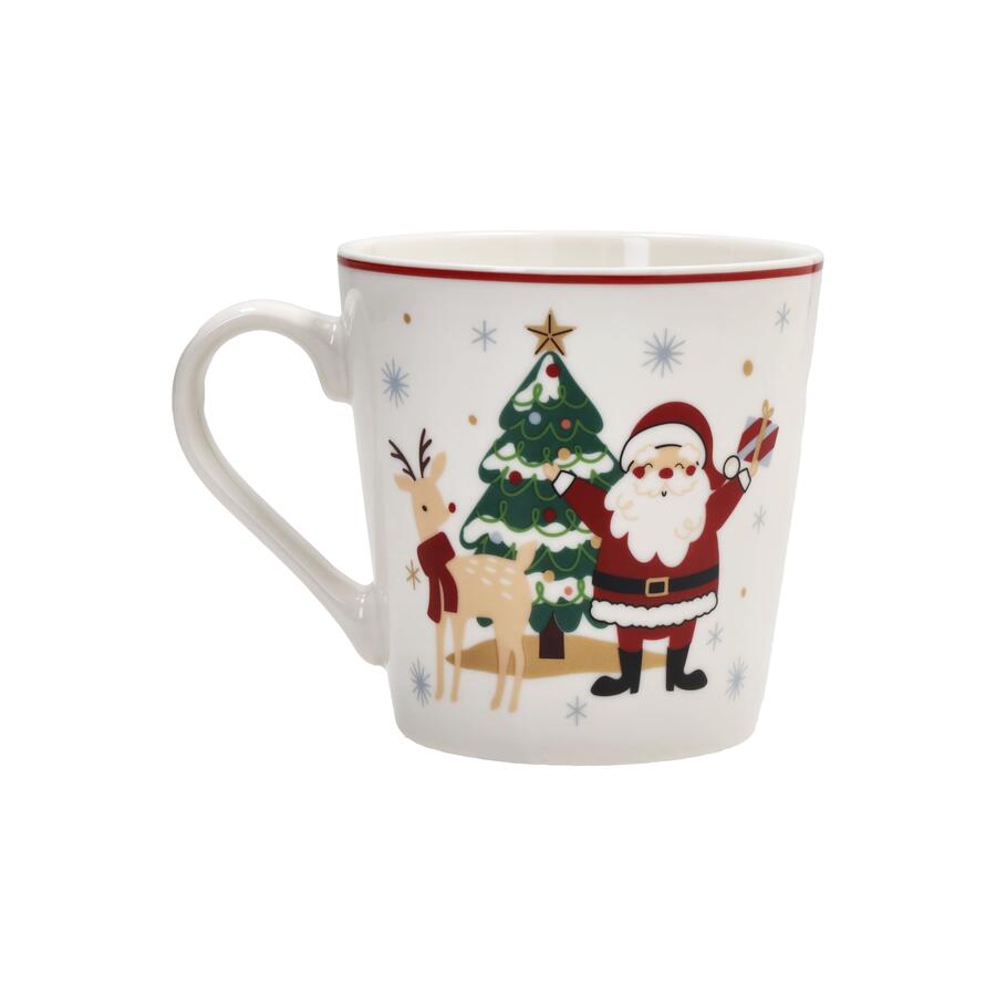 Tognana - Natale 2025 - Set 2 Mug con vassoio rettangolare in New Bone China