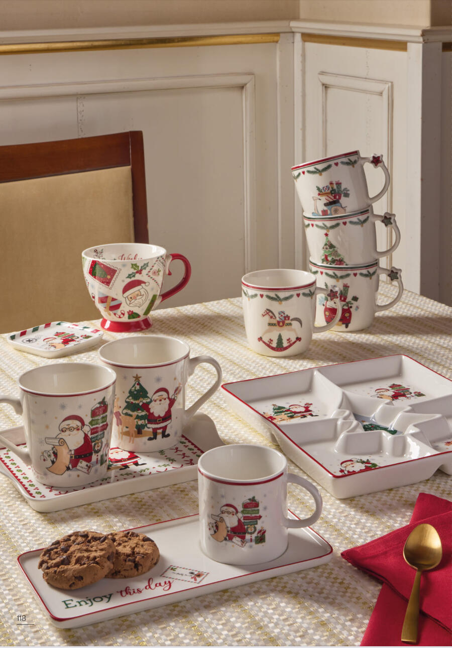 Tognana - Natale 2025 - Set 2 Mug con vassoio rettangolare in New Bone China