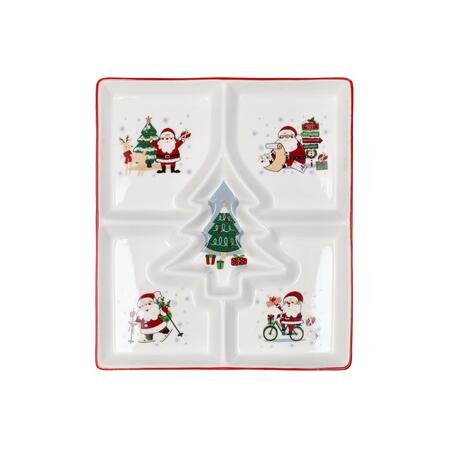 Tognana - Natale 2025 - Vassoio rettangolare in New Bone China 4 scomparti
