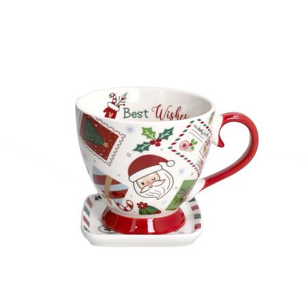 Tognana - Natale 2025 - Set Tazza con piattino quadtrato in New Bone China