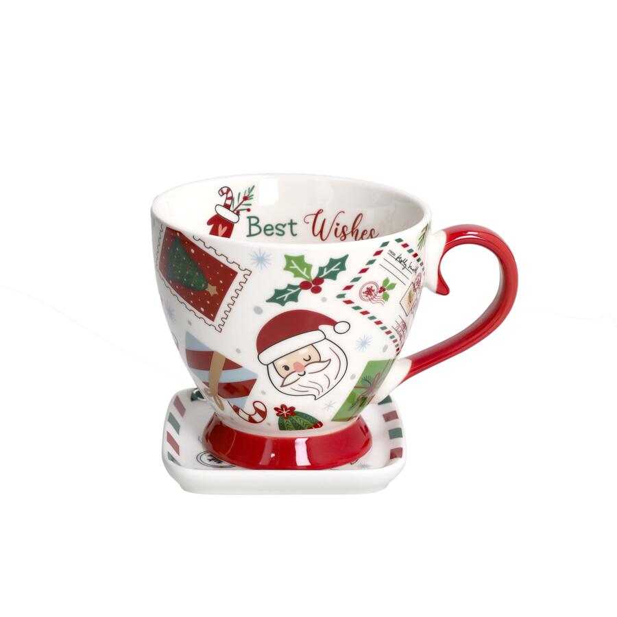 Tognana - Natale 2025 - Set Tazza con piattino quadtrato in New Bone China