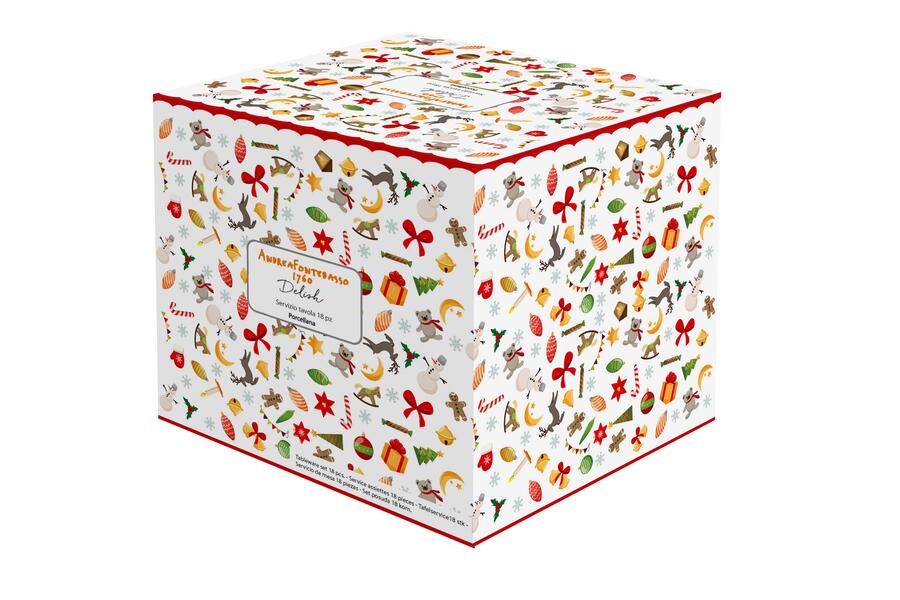 Tognana - Natale 2025 - Servizio piatti 18 pezzi Poema Delish Porcellana Multicolor