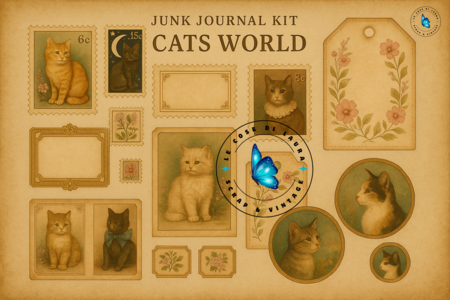 Cats World - Collezione digitale per Junk Journal