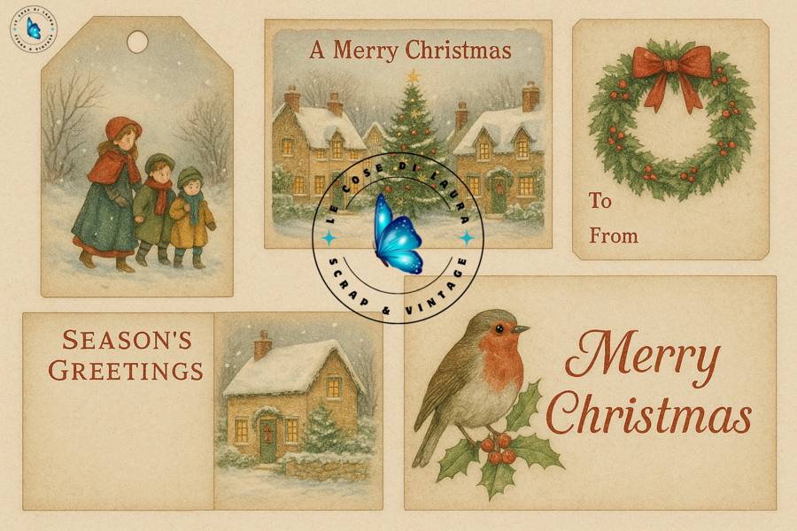 Vintage Christmas - Collezione digitale per Junk Journal