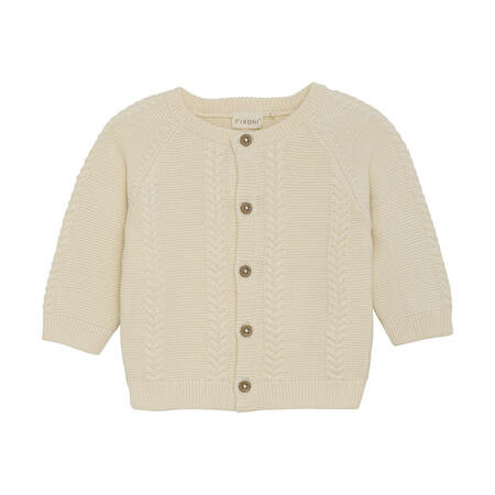 Cardigan lavorato a maglia in cotone organico certificato colore Eggnog