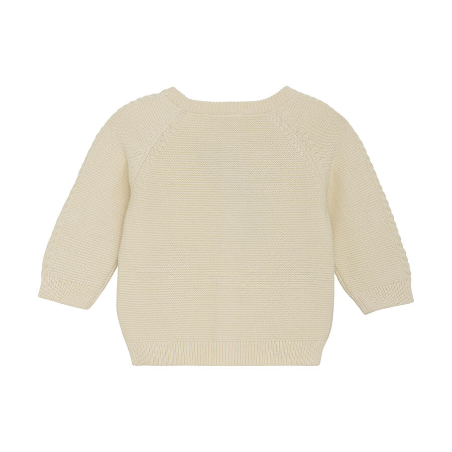 Cardigan lavorato a maglia in cotone organico certificato colore Eggnog