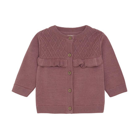 Cardigan lavorato a maglia in cotone organico certificato colore Wistful Mauve