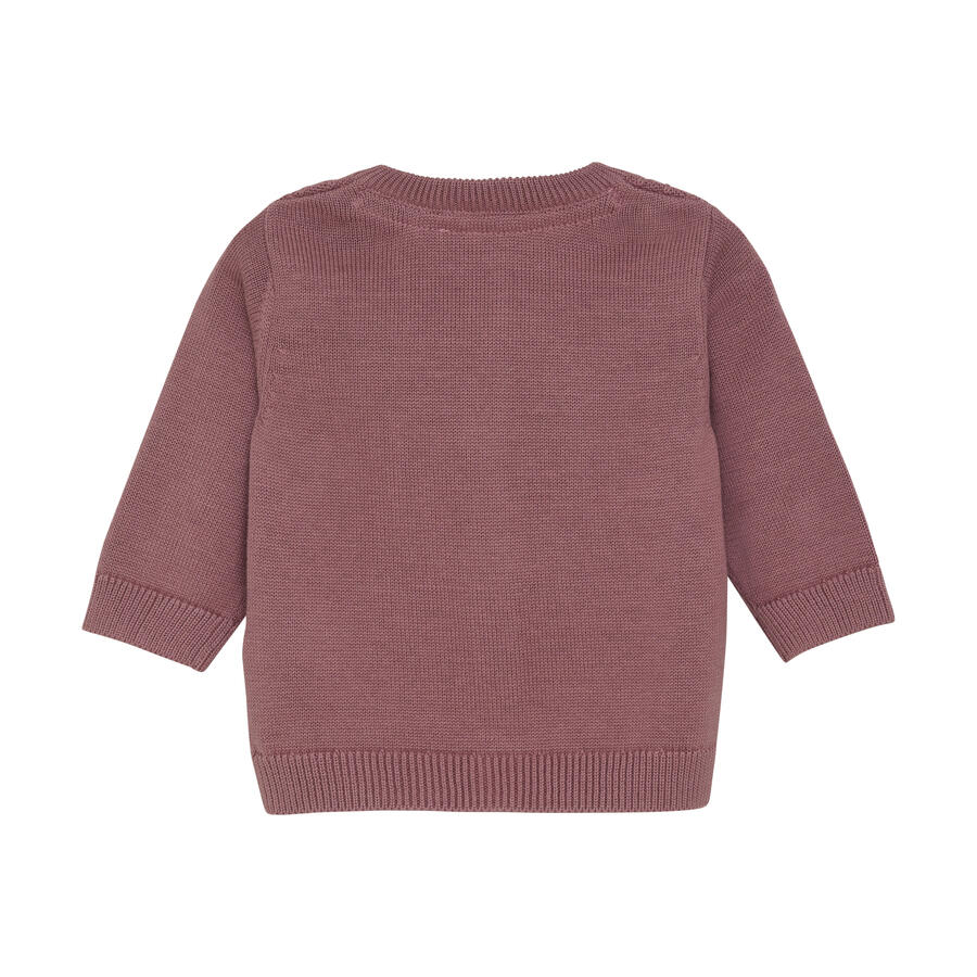 Cardigan lavorato a maglia in cotone organico certificato colore Wistful Mauve