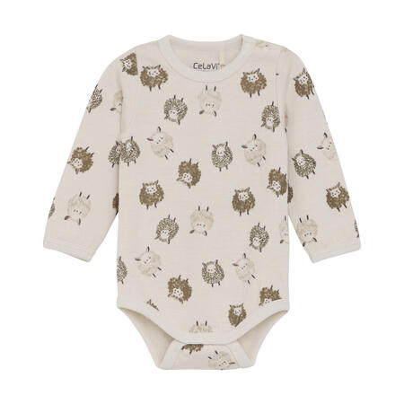 Body maniche lunghe Lana merino/Bamboo - Savannah Tan