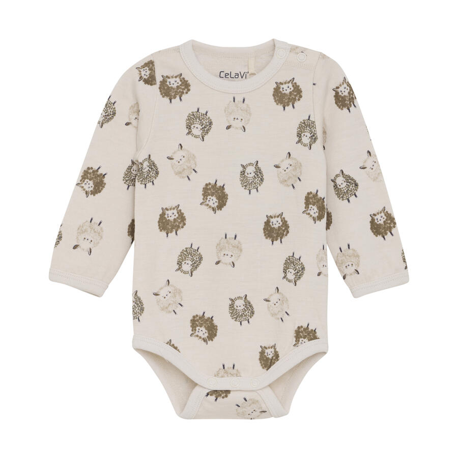 Body maniche lunghe Lana merino/Bamboo - Savannah Tan