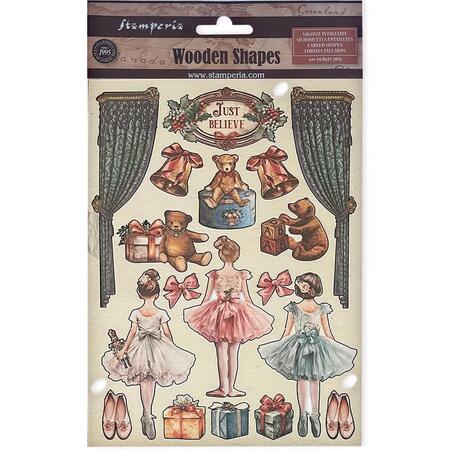 Wooden shape colorato fto A5 The Nutcracker Balletto e Teddy