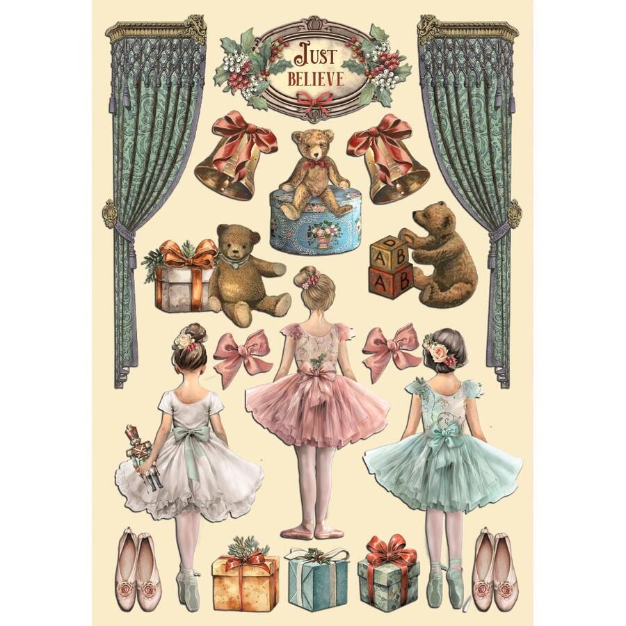 Wooden shape colorato fto A5 The Nutcracker Balletto e Teddy