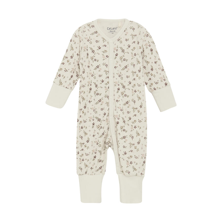 Tutina intera a maniche lunghe Lana merino/Bamboo - Marron