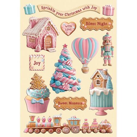 Wooden shape colorato fto A5 Candy Christmas
