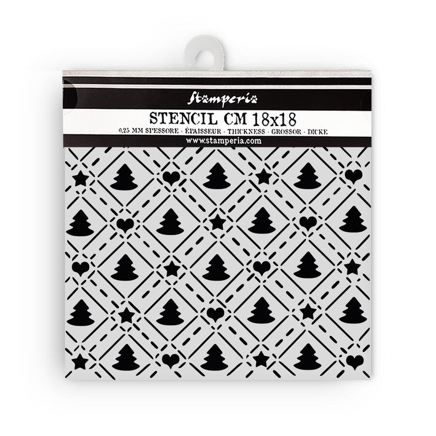 Stencil spesso 18 x 18 cm Candy Christmas Texture alberi Natale