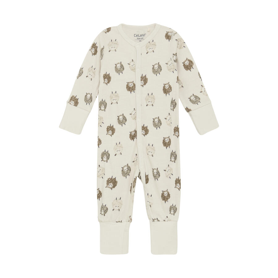 Tutina intera a maniche lunghe Lana merino/Bamboo - Savannah Tan