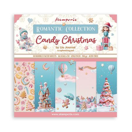 Blocco 10 fogli 30,5 x 30,5 Double face Candy Christmas