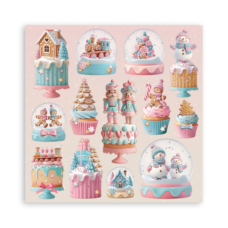 Blocco 10 fogli 30,5 x 30,5 Double face Candy Christmas