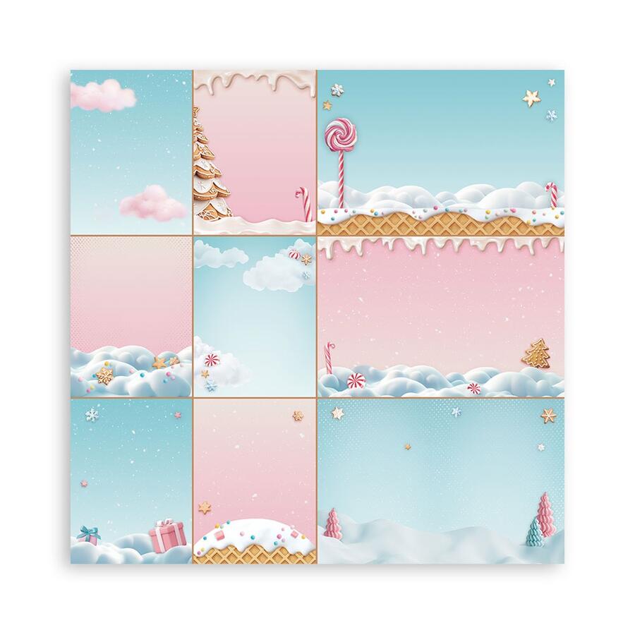 Blocco 10 fogli 30,5 x 30,5 Double face Candy Christmas