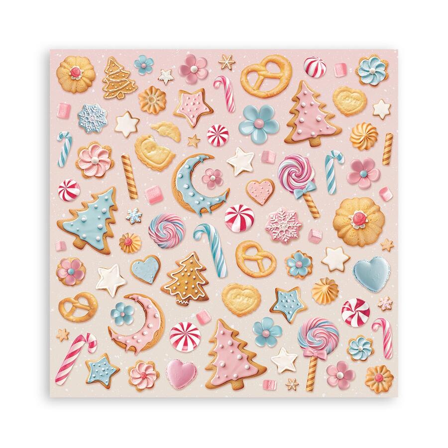 Blocco 10 fogli 20,3 x 20,3 Double face Candy Christmas