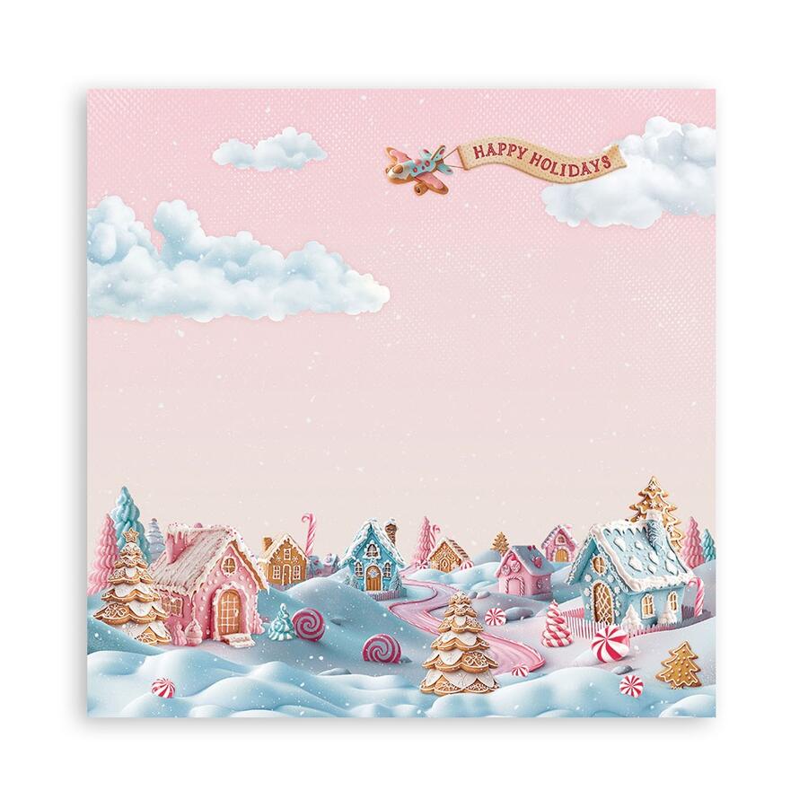 Blocco 10 fogli 20,3 x 20,3 Double face Candy Christmas